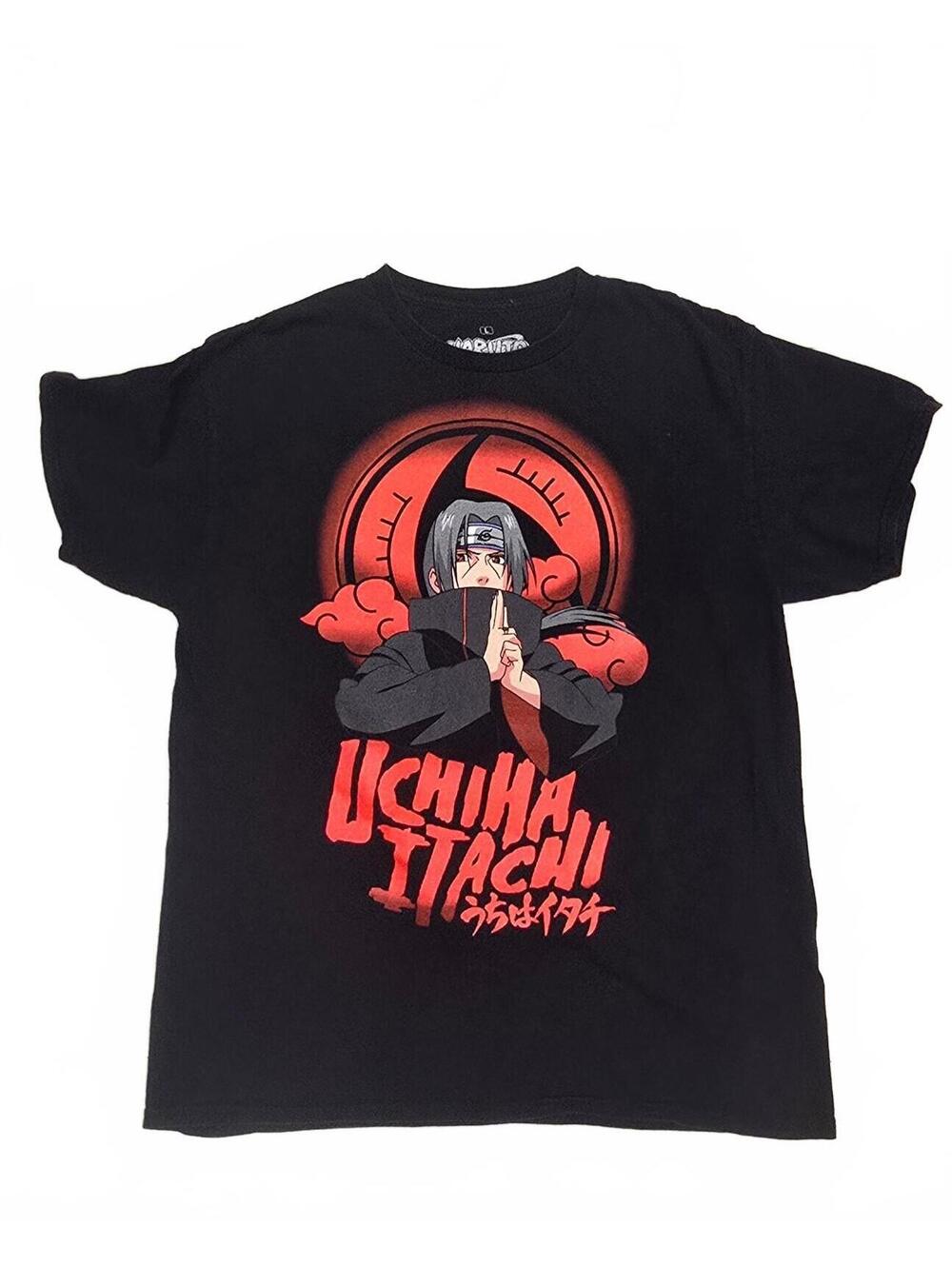 Naruto Shippuden Uchiha Itachi Black Graphic T-Shirt Large